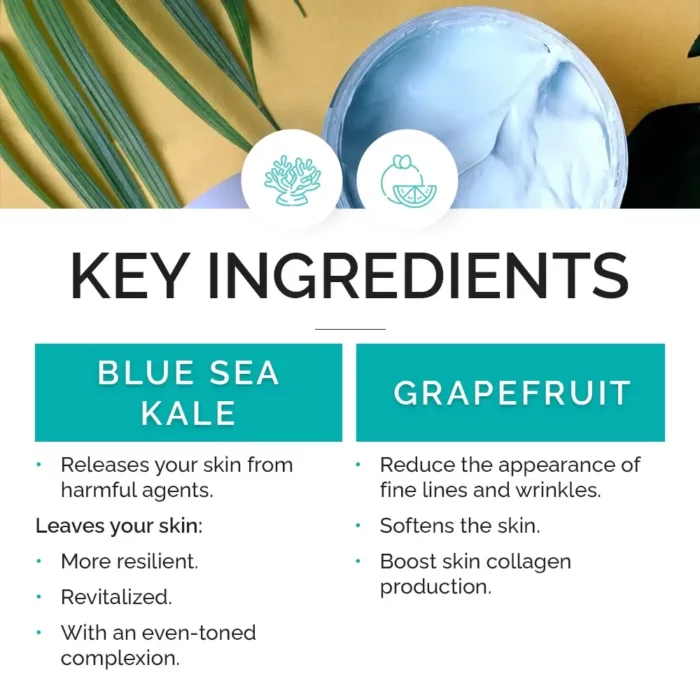 Blue Sea Kale Grapefruit Deep Pore Exfoliating Face Mask Key Ingredients
